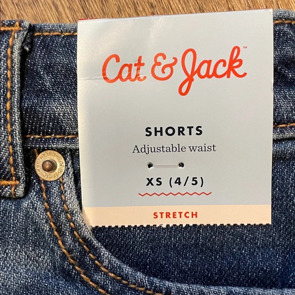 Cat & Jack Denim Stretch Adjustable Fray Hem Shorts‎